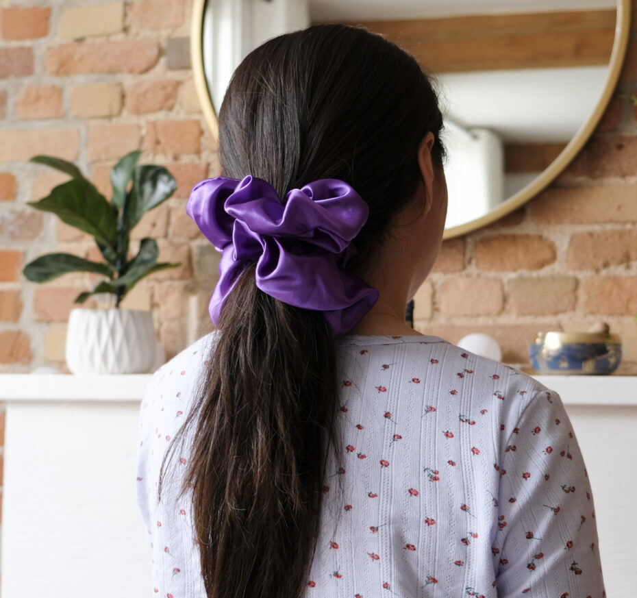 Scrunchies can look chic on adults as long as they are made in luxe fabrics such as silk, satin, velvet, or organza. Here are some ways to wear them. 