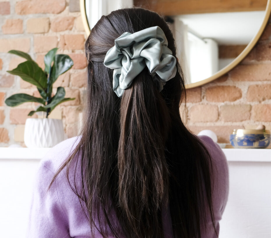Scrunchies can look chic on adults as long as they are made in luxe fabrics such as silk, satin, velvet, or organza. Here are some ways to wear them. 