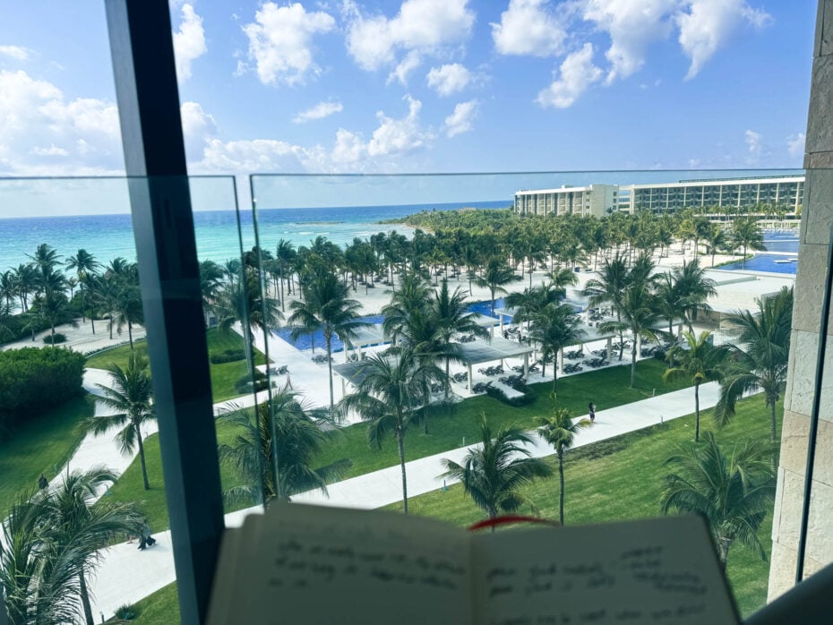 Journalling after meditations at the Joe Dispenza retreat.