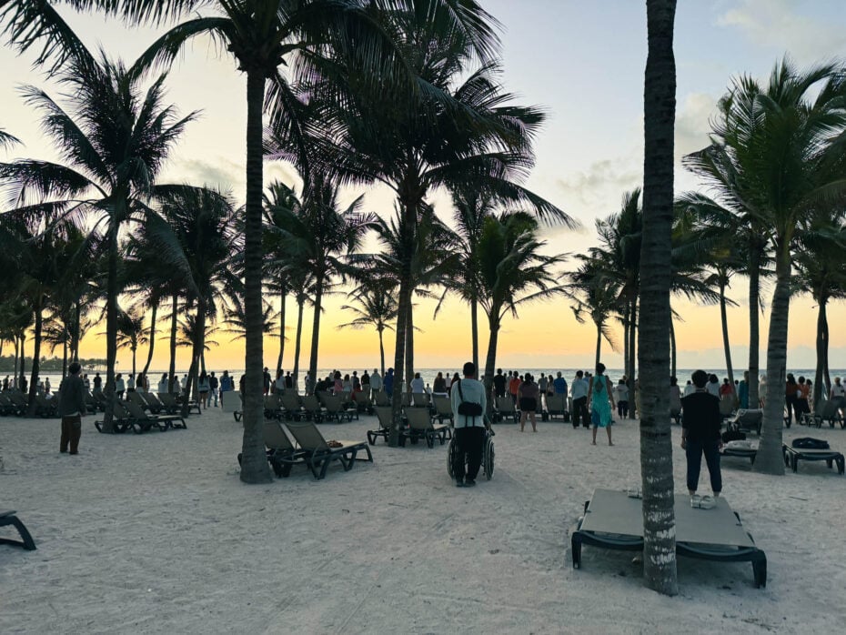 Walking meditation during Joe Dispenza Advanced Retreat on a private beach in Cancun.